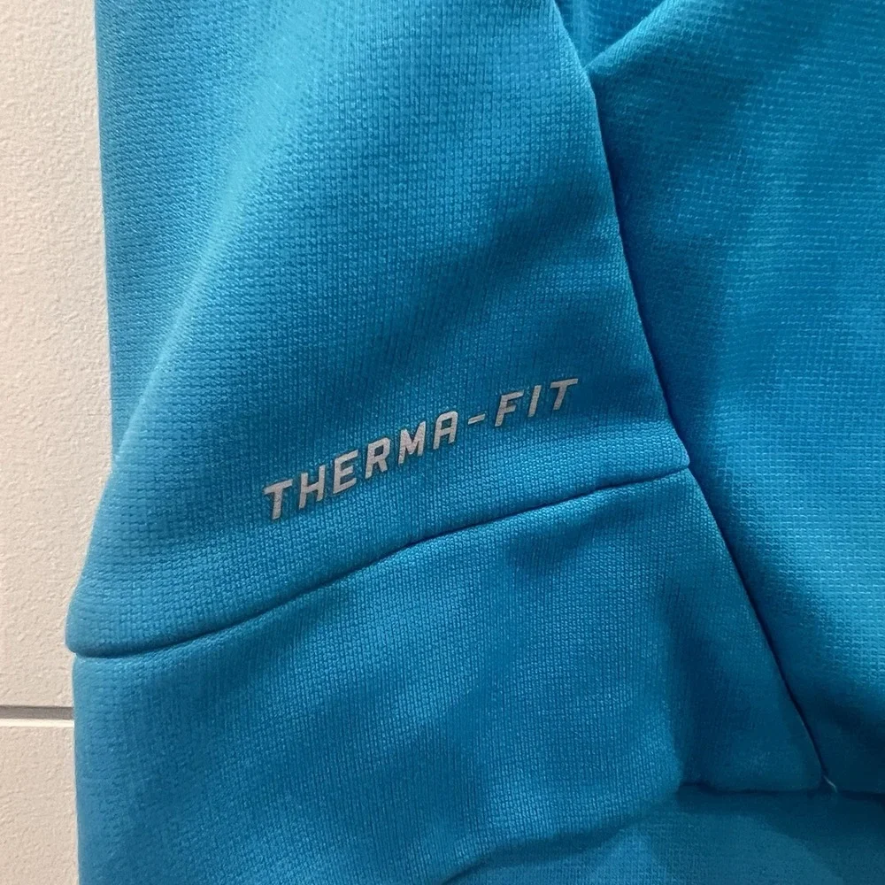 Nike Therma-FIT Cobalt Bliss Pullover Scuba Hoodie Logo Mens Large Swoosh Pocket